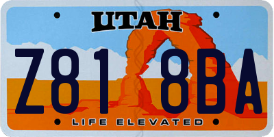 UT license plate Z818BA
