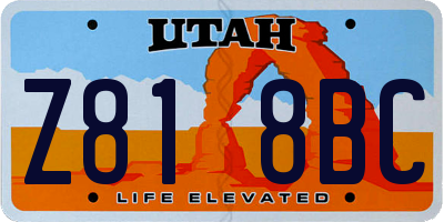 UT license plate Z818BC
