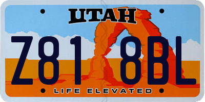 UT license plate Z818BL
