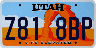UT license plate Z818BP