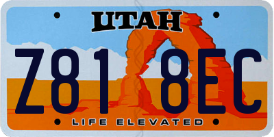 UT license plate Z818EC