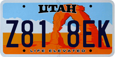 UT license plate Z818EK