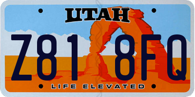UT license plate Z818FQ