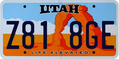 UT license plate Z818GE
