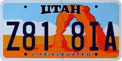 UT license plate Z818IA