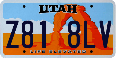 UT license plate Z818LV