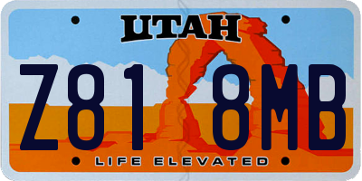 UT license plate Z818MB