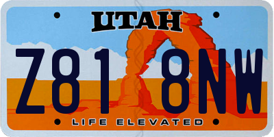 UT license plate Z818NW