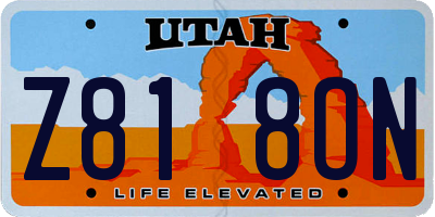 UT license plate Z818ON