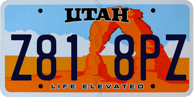 UT license plate Z818PZ
