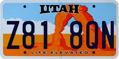 UT license plate Z818QN