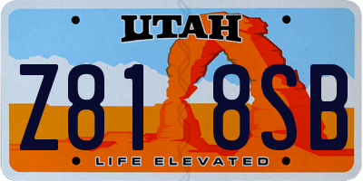 UT license plate Z818SB