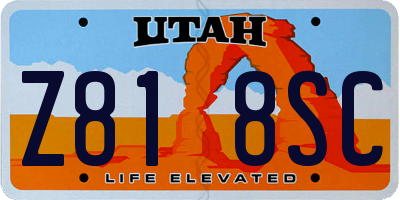 UT license plate Z818SC