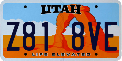 UT license plate Z818VE