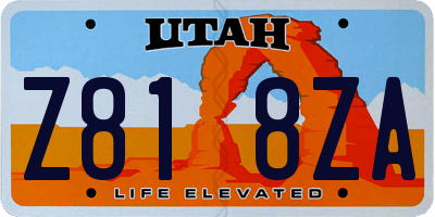 UT license plate Z818ZA