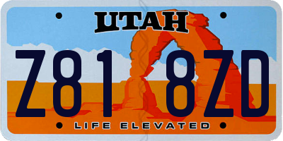 UT license plate Z818ZD