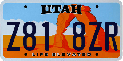 UT license plate Z818ZR