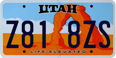UT license plate Z818ZS