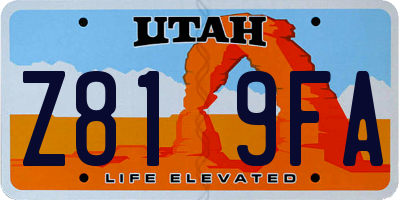 UT license plate Z819FA