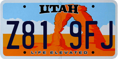 UT license plate Z819FJ