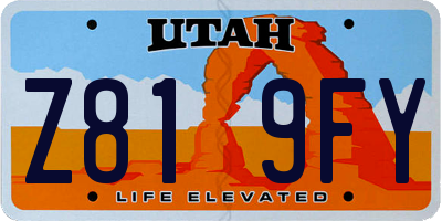 UT license plate Z819FY