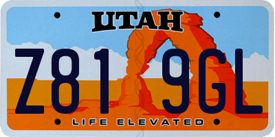 UT license plate Z819GL