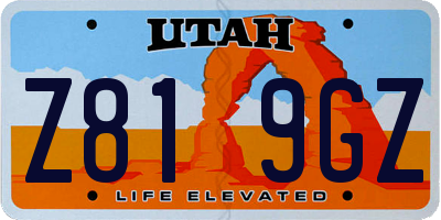 UT license plate Z819GZ