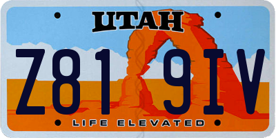 UT license plate Z819IV
