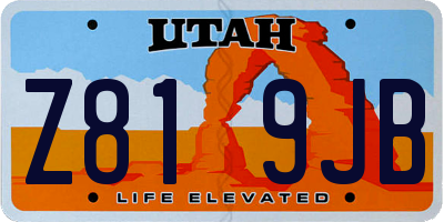 UT license plate Z819JB