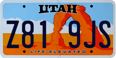 UT license plate Z819JS