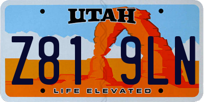 UT license plate Z819LN