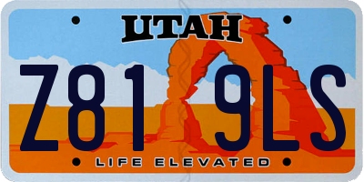 UT license plate Z819LS
