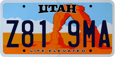 UT license plate Z819MA