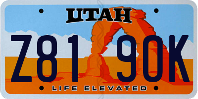 UT license plate Z819OK