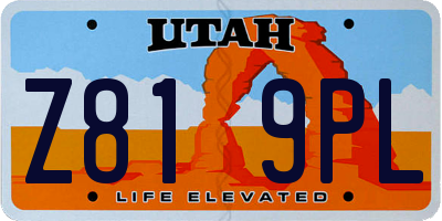 UT license plate Z819PL
