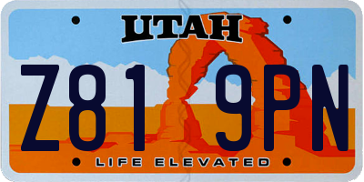 UT license plate Z819PN