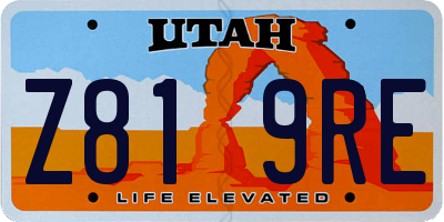 UT license plate Z819RE