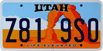 UT license plate Z819SO
