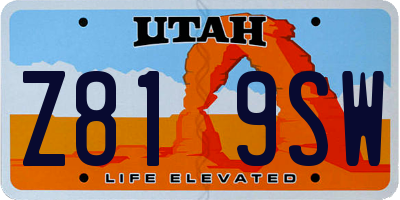 UT license plate Z819SW