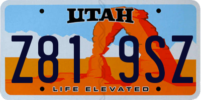 UT license plate Z819SZ
