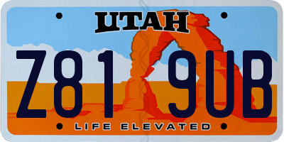 UT license plate Z819UB