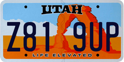 UT license plate Z819UP