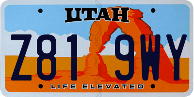 UT license plate Z819WY