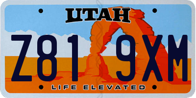 UT license plate Z819XM