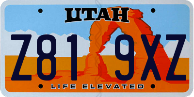 UT license plate Z819XZ