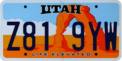 UT license plate Z819YW