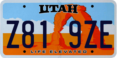 UT license plate Z819ZE