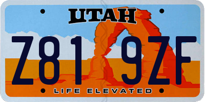 UT license plate Z819ZF