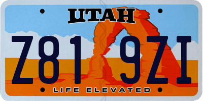 UT license plate Z819ZI