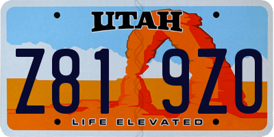 UT license plate Z819ZO